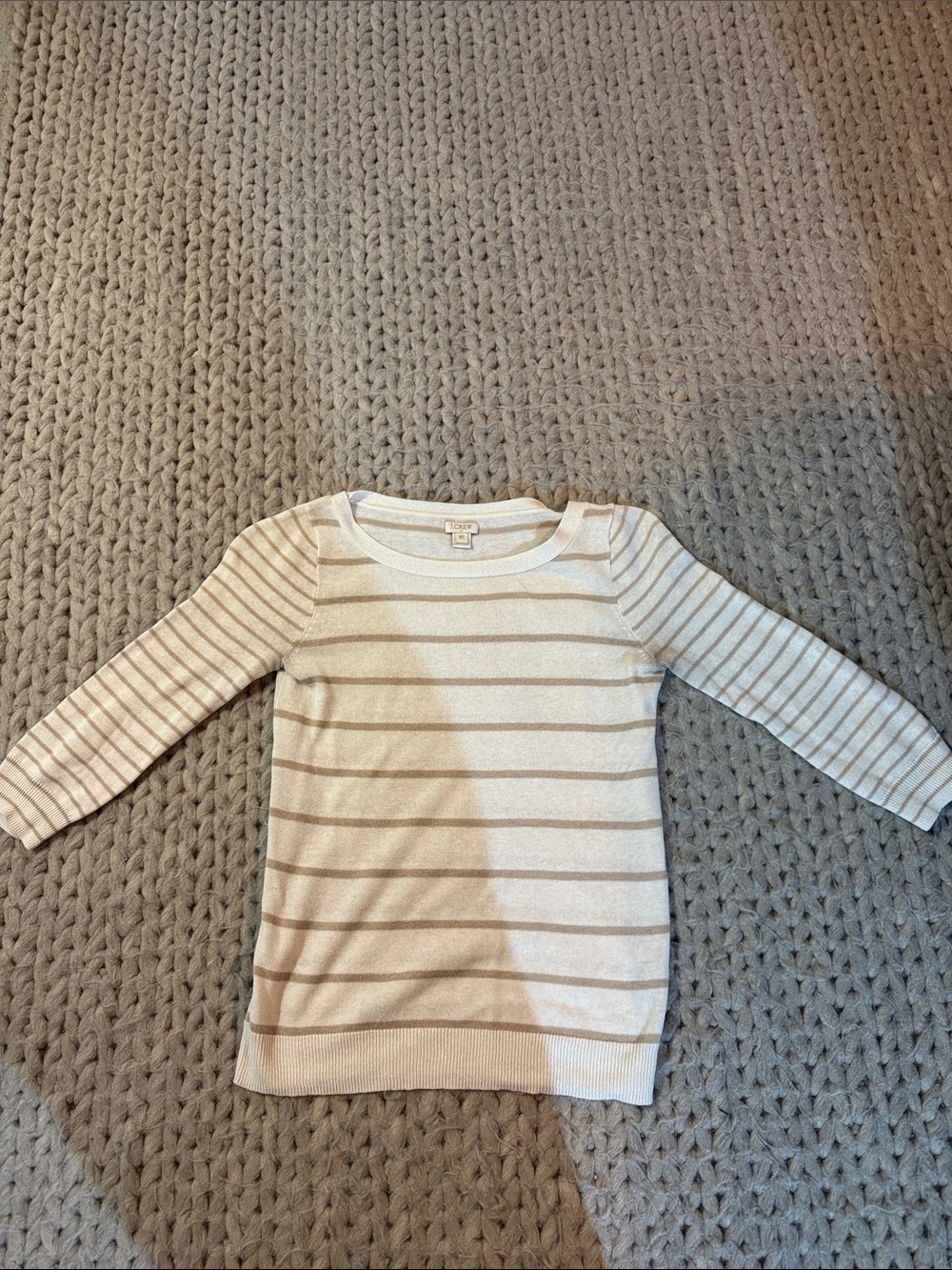 J. Crew Cream and Tan Striped Knit Sweater Top